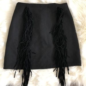 Black Small Fringe Mini Skirt
